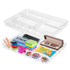 Manaloom Desk Drawer Organizer Tray with 9 Storage Compartments - For Home and Office - Drawer Organizers Office, Perfect Organizing Pens, Pencils, Paper Clips, Sticky Notes - Clear - 2 Pack