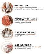 Shower Cap for Women, Luxury, Fashionable, Reusable, Waterproof Turban Shower Cap for Long Hair SMPL OBJECTS (Shapes of beige)