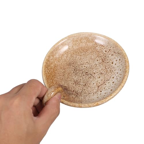 FOMIYES Ceramic Candle Plate Holder, Light Brown Decorative Candle Stand, Round Aroma Tray for Home Decor, Pillar s, Handcrafted Display Plate