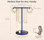 Necklace Holder Organizer, Metal Jewelry Stand to Prevent Bangles, Necklaces, Bracelets, Rings, Earrings and Watch Tangling - color: Blue