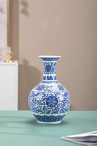 Blue and White Vase, Blue Vase, Chinoiserie Vase, Blue and White Ginger Jar Vase for Home Decor, Blue and White Porcelain Decor,9½"H - size: Blue 9.5"H