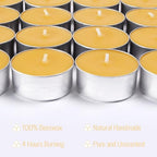 16 Packs Beeswax Tealight Candles,Natural Beeswax Tea Lights Candle in Aluminum Cups,4-5 Hour Burn Time,Unscented Smokeless Candles - style: 16 packs