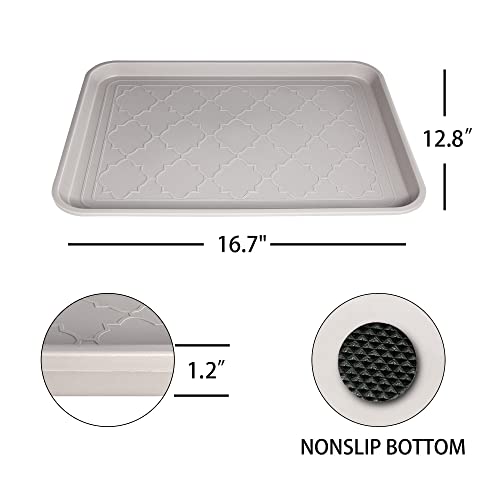 WATANIYA PET Boot Tray for Entryway Indoor, Heavy Duty Shoe Mat Tray 2 Packs, 16.7"x12.8" Waterproof Shoe Trays with Raised Edge, Outdoor Multi-Purpose Mat for Boots, Shoes, Garden - color: Oatmeal, size: (2Pack) 16.7''x 12.8''