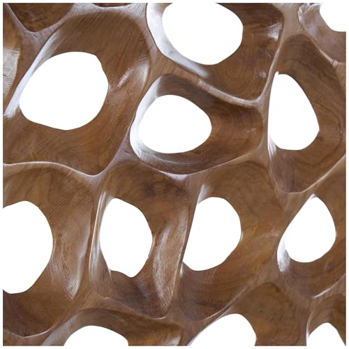 Deco 79 Teak Wood Abstract Handmade Decorative Sculpture Circular Cutout Home Decor Statue, Accent Figurine 20" x 6" x 21", Brown - size: 20" x 6" x 21"