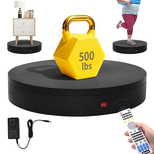 Remote-Controlled Motorized Turntable,Heavy Duty Motorized Rotating Display Stand,Speed-Adjustable Rotating Platform,Multi-Mode Photography Turntable for 3D Scan,Showcase(15.8in/Black) - size: 15.8inch/Black/500Lbs Load