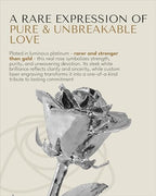 Forever Rose The Platinum Dipped Rose, Custom Laser Engraved Platinum Flower in an Elegant Glass Vase & Gift Ready Box, Handcrafted Luxury Anniversary, Birthday, Wedding or Valentine’s Keepsake - color: Platinum