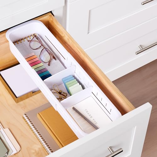 YouCopia DrawerFit Expandable Kitchen Drawer Organizer: Sliding Storage Tray for Utensils & Accessories in Deep Drawers, Expandable 15–23" wide, White Speckled BPA-free - style: Sorter