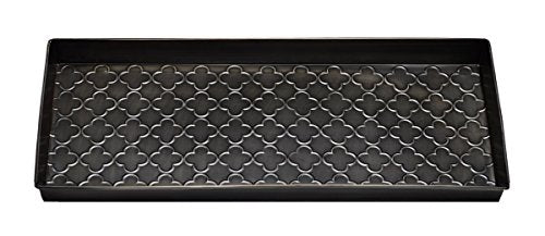 HF by LT Trellis Pattern Metal Boot Tray, 30 x 13 inches, Keeps Dirt, Muck, Grass, Snow, and Water from Boots, Antique Zinc Finish - color: Trellis Pattern, Antique Zinc Finish