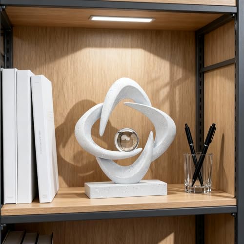 Abstract Art Sculpture, Resin Gold Decorative Statue, Modern White Ornaments for Living Room, Decorativas Modernas for Coffee Table/Entryway/Office Collectibles (Sandstone) - color: Sandstone