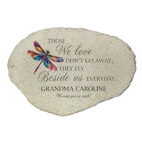 Personalized Memorial Garden Stone Dragonfly Those We Love Stay Beside Us Tribute - color: Dragonfly, size: Large