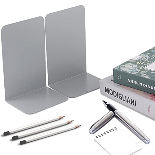 MSDADA Bookends, Book Ends for Book Shelves, Bookends for Office, Book Ends for Heavy Books, Metal Bookend Supports, Modern Minimalist Style Bookends, Grey(4 Pairs/8pcs) - color: Gray