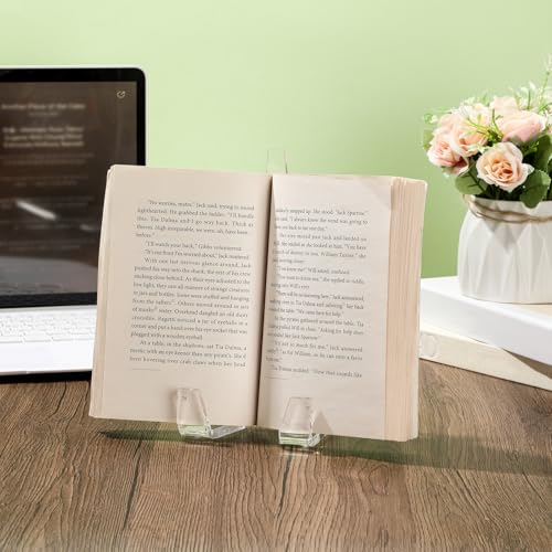 Honeydak Acrylic Plate Display Stand Clear Easel Stand for Picture Plate Frame Albums Record Magazine Tablet Canvas Board Postcards Books Minimalist Tabletop Decor for Home & Office, 8 x 4 x 4 Inches