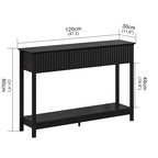 Treocho 47" Fluted Console Table with 3 Drawers, Narrow Long Entryway Table with Storage and Shelf, 2-Tier Sofa Table Behind Couch Accent Tables for Entrance Foyer, Hallway, Living Room, Black - color: Black