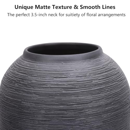 Rustic Ceramic Vase, 13.4" Black Farmhouse Tall Vase, Large Vintage Vases, Modern Terracotta Decor Vases for Home Decor, Living Room, Entryway, Table Centerpieces, Kitchen, Housewarming Gifts - size: 13.4in