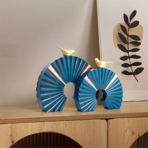 Minimalist Round Statue Above Cabinet Decor Kitchen, Modern Decorative Sculpture Home Decorations for Living Room Coffee Table, Office Decor Items, Center Pieces Decoration (Blue Gold) - color: Blue Gold