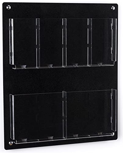 Displays2go Acrylic Wall Mounted Magazine Rack, 4-8 Adjustable Pockets, 2-Tiered - Black (2RP4BLK) - color: Black, size: 4 Pockets