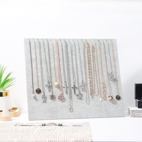 20 Slots Big Necklace Display Board for Selling, Velvet Necklace Jewelry Organizer Stand for Shop Store, Necklace Hanger Holder Rack for Show (1pc Grey) - color: Grey, size: 1PC
