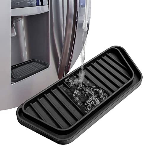 KindGa Refrigerator Drip Catcher Tray,Protector Ice and Water Dispenser Pan,Fridge Spills Water Pad Catch Basin for Drainage (Rectangular,Black) - color: Black, size: 1 pack Rectangular Black