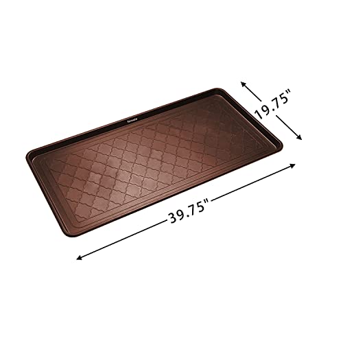 All Weather Boot Tray, Extra Large Size Water Resistant Plastic, Multi-Purpose for Shoes, Pet Feeding Trays, Mudroom Entryway, Garage, Indoor or Outdoor – Extra Large, 40”x20”(Brown) - style: Brown