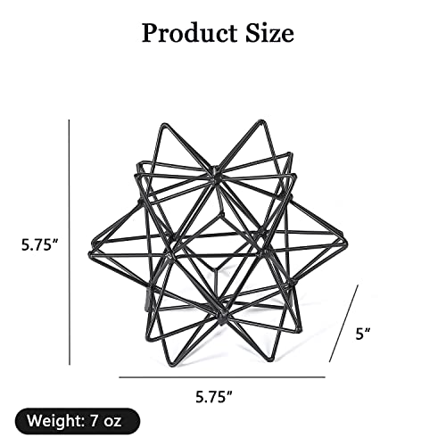 Metal Table Top Decor, 3D Metal Geometric Sculpture, Abstract Sculpture for Home Decor, Table Decorations for Home, Decorative Sphere Art Decor for Living Room, Office, Bedroom - color: Black