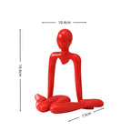 Abstract Human Figure Sculpture, Red Acrylic Modern Art Decor Statue, 4-Piece Set for Living Room, Entryway, Shelf & Office
