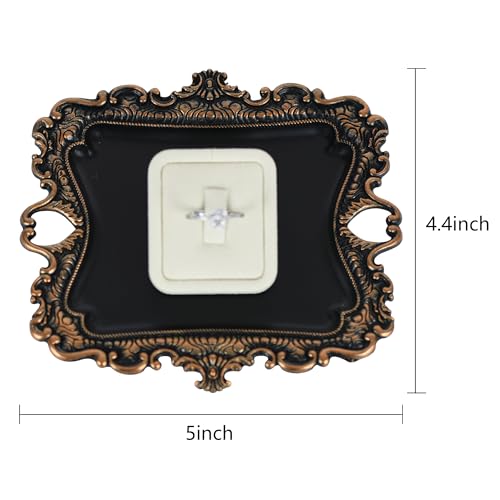 Funly mee Antique Trinket Dish Vintage Jewelry Tray, Ring Holder (Black & Gold, S) - color: Black & Gold, size: Small