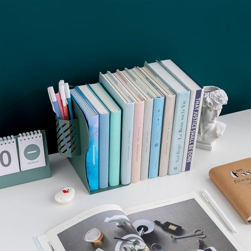 Adjustable Book Ends for Heavy Books, Metal Expandable Bookends for Shelves, Book Organizer Stopper Holder for Desk, Kids Room, Classroom, Office, Library (Green) - color: Green