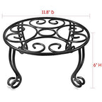 Metal Outdoor Plant Stand 11.8IN Diameter Heavy Duty Plant Pot Stands for Indoor Round Flower Pot Support Rack Set of 2,Black