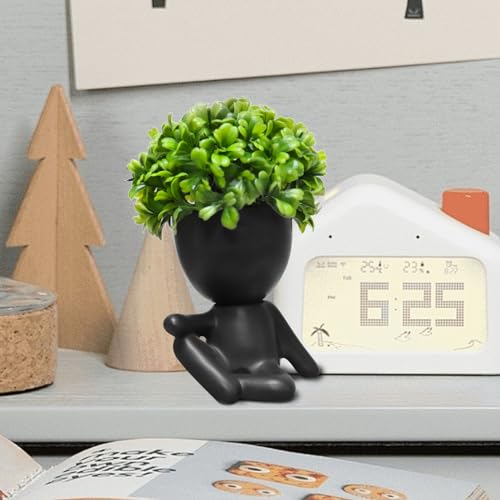 Zerzsy Fake Succulent, Mini Succulents Plants Desk Plant for Office Decor for Women, Cute Fake Plants Bathroom Decor- Set of 1 - color: Black-j