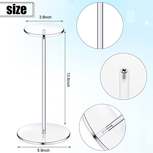 Yookeer 2 Set 14 Inch Clear Acrylic Hat Stands and Wig Display Rack Stands for Multiple Hats Display Tabletop Baseball Caps Watch Tabletop (Round Bottom) - color: 14 Inch in Height, style: Round Bottom