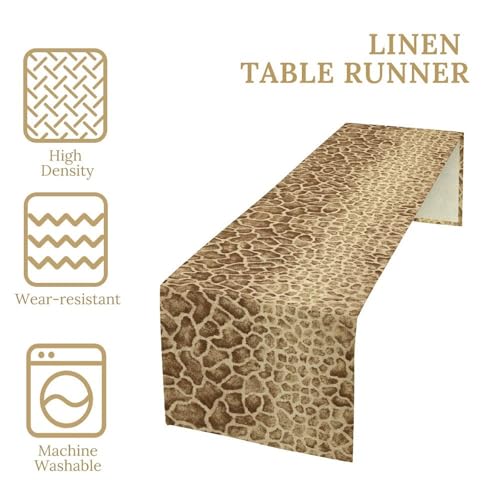Retro Snake Pattern Table Runner African Natural Grassland Scenery Tablerunner for Kitchen Cafe Dining End Table Sofa Holiday Wedding Home Decor 13x36in - color: Fur-11, size: 13x36in