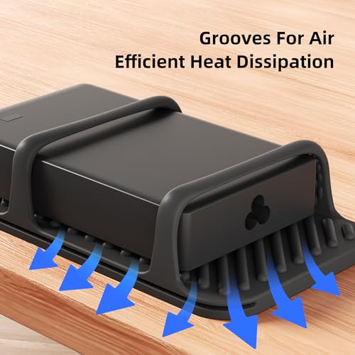 ELETIUO Universal Silicone Laptop Charger Holder,Under Desk Power Brick Mount Organizer for Charging Brick & Cables,Flexible Non-Slip Power Bricks Mount,Secure Supply Holder for Laptop Charger,Black - color: Black
