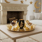 Black and Gold Ramadan Decorations for Home, Artistic Calligraphy Glass Tealight Candle Holder, 4.72" Eid Mubarak Table Decor, Luxury Islamic Votive Gift for Ramadan Kareem, Iftar Centerpiece