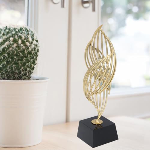 Metal Abstract Decorative Sculpture, Simple, Modern, Beautiful, Modern Luxury Metal Abstract Statue with Base for Desk Shelf Decor (Classic Black) - size: Classic Black