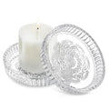 kanpura Crystal Glass Candle Holder Plates Set of 2 3.7 Inch Round Clear Glass Pillar Candle Holder Snowflake Votive Candle Holder Set for Christmas Winter Party Birthday Holiday - color: Snowflake,1