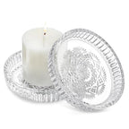 kanpura Crystal Glass Candle Holder Plates Set of 2 3.7 Inch Round Clear Glass Pillar Candle Holder Snowflake Votive Candle Holder Set for Christmas Winter Party Birthday Holiday - color: Snowflake,1