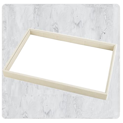 Mornajina 24 Grids Stackable Jewelry Tray Organizer with Removable Dividers, Velvet Jewelry Display Tray for Earrings Necklaces Bracelet Rings Display Showcase - Light Khaki - color: Light Khaki