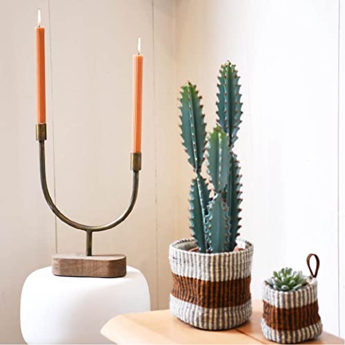 Main + Mesa Asymmetrical Wood and Metal Candle Holder - size: 13.75"H
