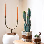 Main + Mesa Asymmetrical Wood and Metal Candle Holder - size: 13.75"H