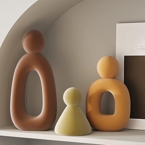 XINXUAN Abstract Three Sculptures - Minimalist Home Decoration, Modern Living Room Character Design, Desktop Decoration, Neutral Resin Art, Meaningful Home Gifts ﻿ (Flocking Color) - color: Flocking Color