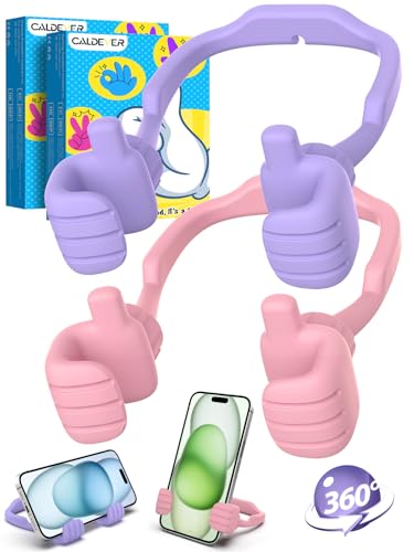 Gifts for Mothers Day Mom Wife Adults Cell Phone Stand: UPGRADE Adjustable Thumbs Up Lazy Phone Holder for Desk Cool Gadgets Stocking Stuffers Birthday Gadget for Teen Girl Gift Trendy Stuff Ideas - color: Purple & Pink, size: 2
