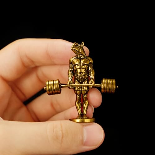 CHOVY 100% Solid Brass Bodybuilding Rhino Sculpture - Handcrafted Weightlifting Animal Statue, Vintage Gym & Fitness Decor, Masculine Office Desk Art, Unique Gift for Bodybuilders & Collectors - style: Fitness Rhino