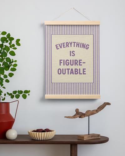 FGFK Everything Is Figureoutable Positive Affirmations Wall Art Poster Hanger Frame, Retro Purple Inspirational Canvas Prints Framed Wall Decor for Office Classroom Home Bedroom, 12x16 Inch - color: Retro Purple