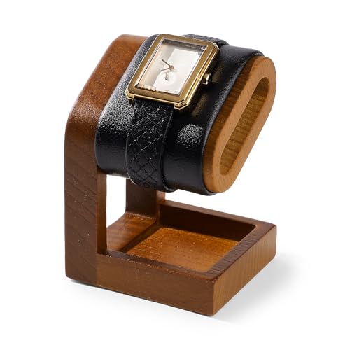 Single Watch Stand Display Solid Wood Jewelry Stand Display for Wristwatch Bracelet Bangle(Black) - color: Black