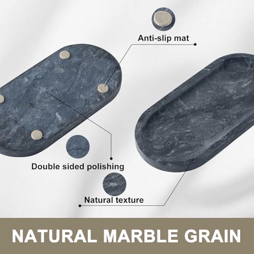 Natural Marble Vanity Tray, Marble Tray for Bathroom countertop,Stone Tray for Storing Perfume, Cosmetics and Jewelry 9.8 * 4.7inch （ Black） - color: Black, size: 9.8" x 4.7" x 0.7"