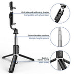 Aureday Selfie Stick with Wireless Bluetooth Remote, Portable 41 Inch Gopro Selfie Stick Tripod with Light, Compatible with iPhone 14/13 Pro/12/11 Pro/Max/XS/XR/X/8/7 and Android Smartphones - size: 41in