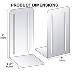Acrimet Metal Bookends, Jumbo Size 9" H x 4" W x 4-1/2" D, Non-Skid Book Stand for Shelves, Heavy Duty Book Stopper, Black, 1 Pair