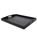 DILLMAN Serving Tray Large Black Wood Rectangle Food Tray Butler Tray Breakfast Tray with Handles (Large) - size: 17.3" x 13.4" x 1.6"