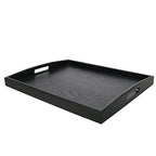 DILLMAN Serving Tray Large Black Wood Rectangle Food Tray Butler Tray Breakfast Tray with Handles (Large) - size: 17.3" x 13.4" x 1.6"