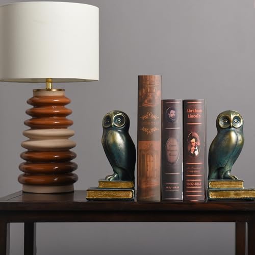 Book Ends for Shelves, Owl Decorative Bookends Bronze Bird Book Stopper Unique Kids Book Holders with Anti-Slip Base Luxurious Bookends for Kids Rooms Office Home Decor(Bronze) - color: Owl-bronze